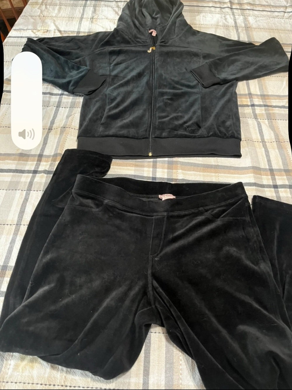 Juicy Couture Black Velour Zip-Up Bomber Jacket
